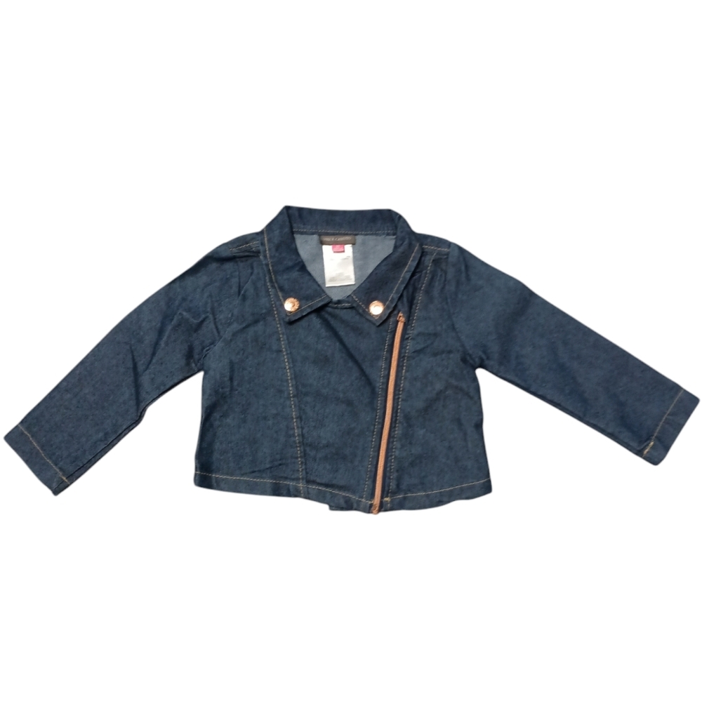 Vince Camuto blue Denim Jacket Toddler Girl T 3. Copper hardware. Cropped